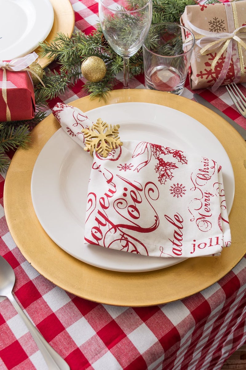 DII Checkered Tabletop Collection 100% Cotton, Machine Washable, Tablecloth, 70" Round, Red - Image 5